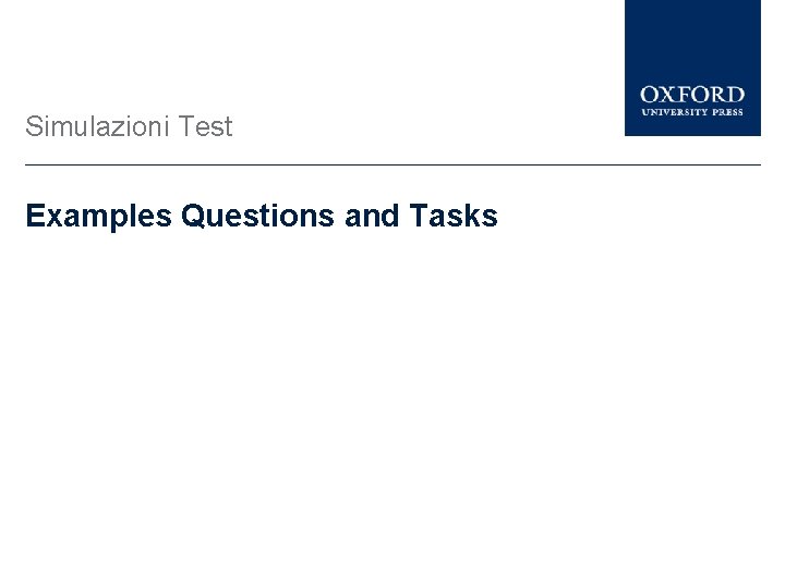 Simulazioni Test Examples Questions and Tasks 