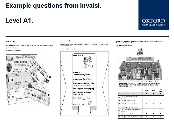 Example questions from Invalsi. Level A 1. 