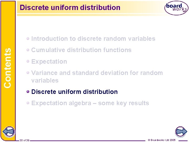 Discrete uniform distribution Introduction to discrete random variables Contents Cumulative distribution functions Expectation Variance