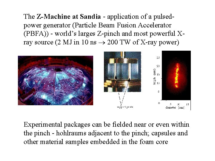 The Z-Machine at Sandia - application of a pulsedpower generator (Particle Beam Fusion Accelerator