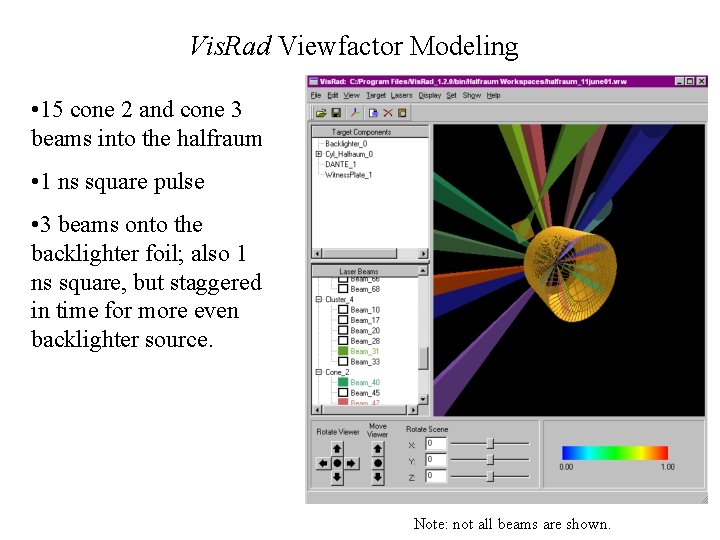 Vis. Rad Viewfactor Modeling • 15 cone 2 and cone 3 beams into the