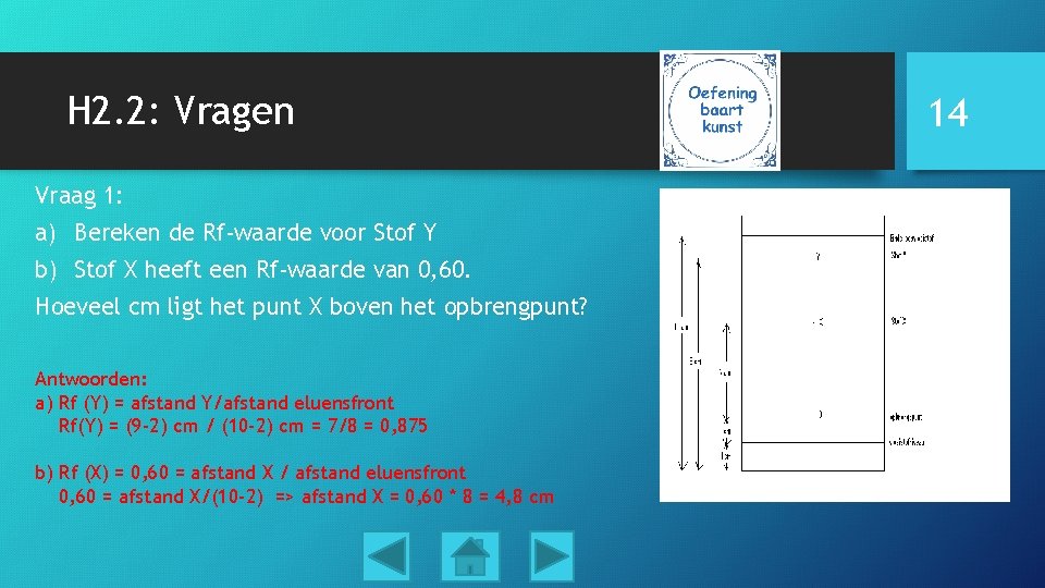 H 2. 2: Vragen Vraag 1: a) Bereken de Rf-waarde voor Stof Y b)