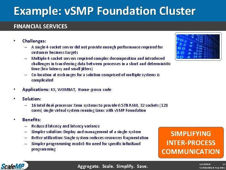 Example: v. SMP Foundation Cluster FINANCIAL SERVICES • Challenges: – A single 4 -socket Example: v. SMP Foundation Cluster FINANCIAL SERVICES • Challenges: – A single 4 -socket