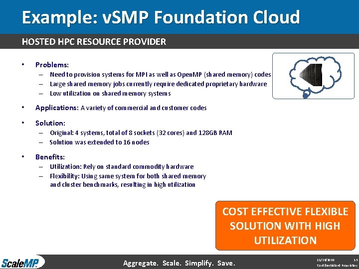 Example: v. SMP Foundation Cloud HOSTED HPC RESOURCE PROVIDER • Problems: – Need to