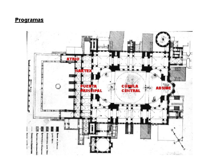 Programas ATRIO NARTEX PUERTA PRINCIPAL CÚPULA CENTRAL ABSIDE 