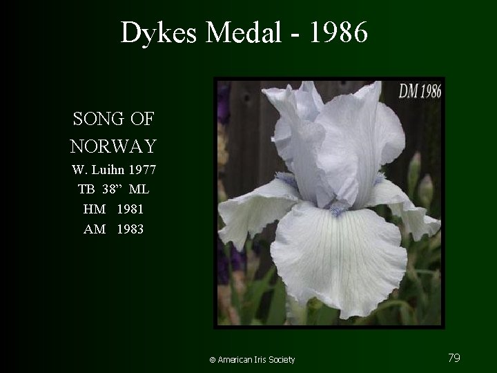 Dykes Medal - 1986 SONG OF NORWAY W. Luihn 1977 TB 38” ML HM