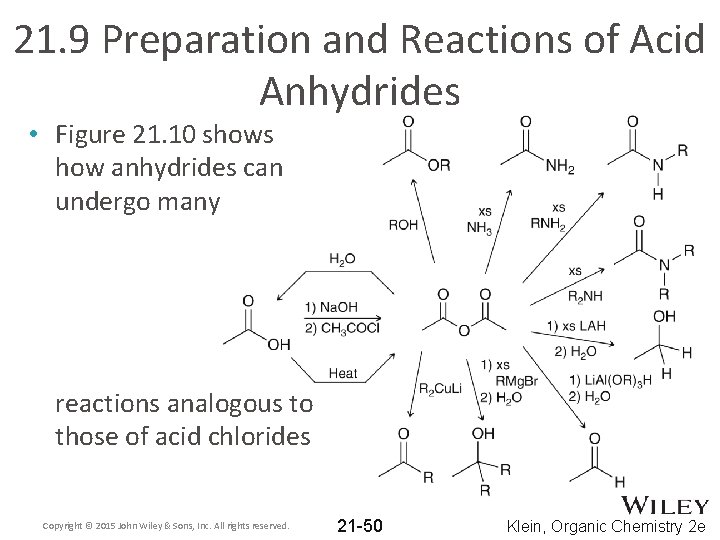 21. 9 Preparation and Reactions of Acid Anhydrides • Figure 21. 10 shows how