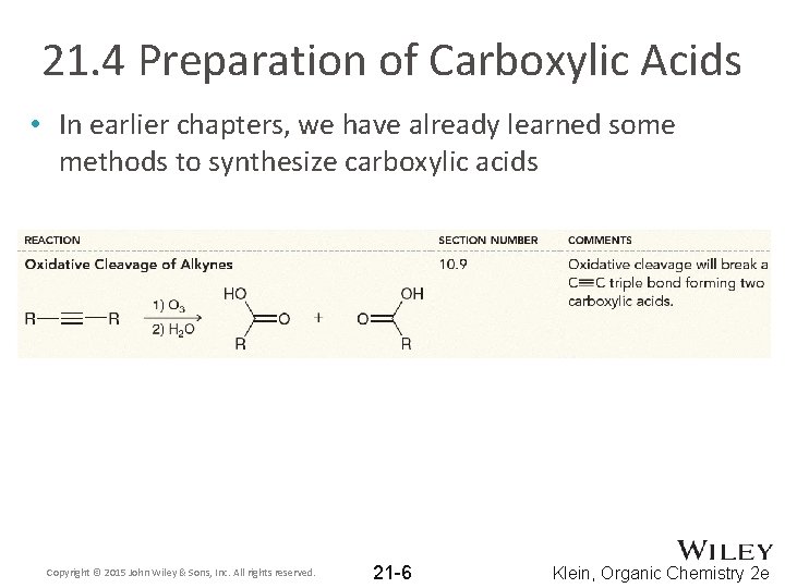 21. 4 Preparation of Carboxylic Acids • In earlier chapters, we have already learned