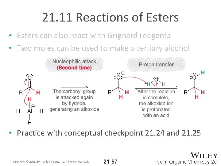 21. 11 Reactions of Esters • Esters can also react with Grignard reagents •