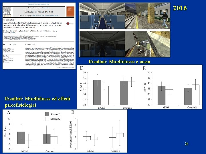 2016 Risultati: Mindfulness e ansia Risultati: Mindfulness ed effetti psicofisiologici 26 