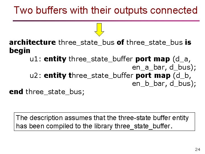 Two buffers with their outputs connected architecture three_state_bus of three_state_bus is begin u 1: Two buffers with their outputs connected architecture three_state_bus of three_state_bus is begin u 1: