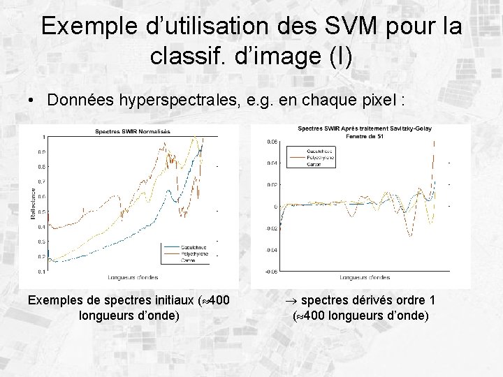 Exemple d’utilisation des SVM pour la classif. d’image (I) • Données hyperspectrales, e. g.