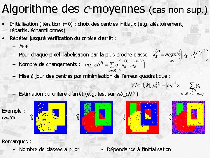 Algorithme des c-moyennes (cas non sup. ) • Initialisation (itération t=0) : choix des