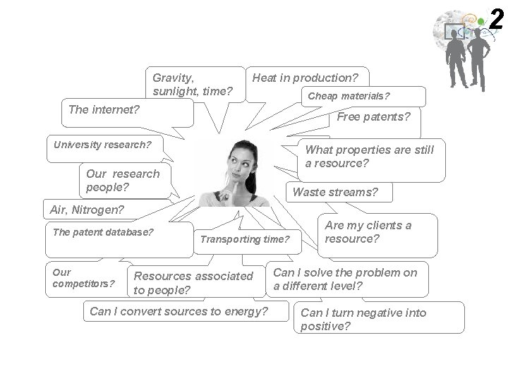 2 Gravity, sunlight, time? Heat in production? Cheap materials? The internet? Free patents? University