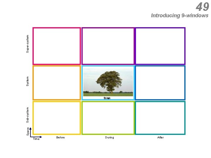 49 System Super-system Introducing 9 -windows Space Sub-system tree Time Before During After 