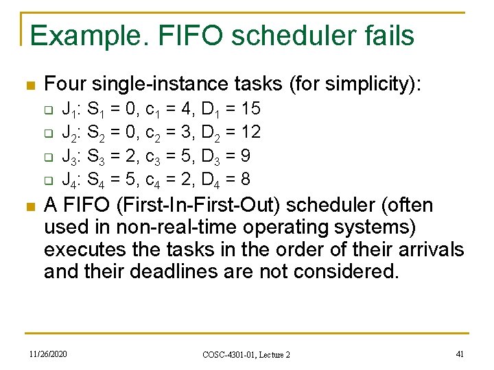 RealTime Systems COSC4301 01 Lecture 2 Stefan Andrei
