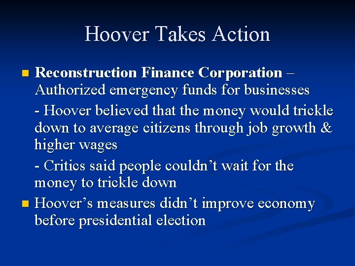 Hoover Takes Action Reconstruction Finance Corporation – Authorized emergency funds for businesses - Hoover Hoover Takes Action Reconstruction Finance Corporation – Authorized emergency funds for businesses - Hoover