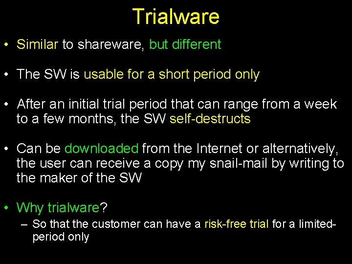 Trialware CS 101 Introduction to Computing Lecture 10 Computer