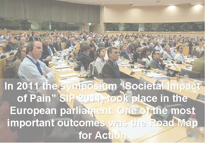 In 2011 the symposium “Societal Impact of Pain” SIP 2011, took place in the