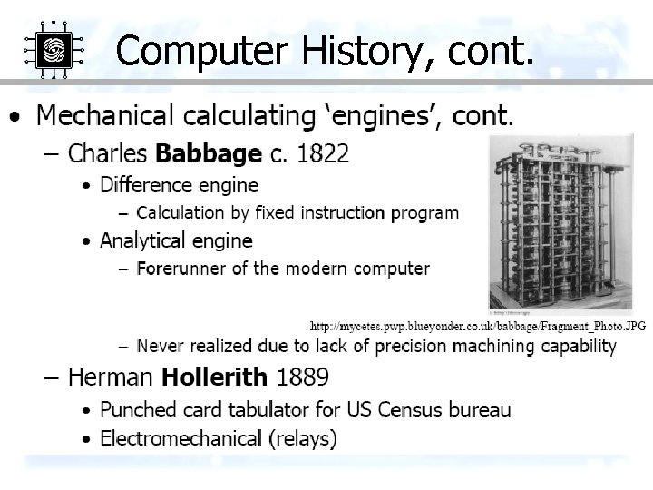 Computer History, cont. 