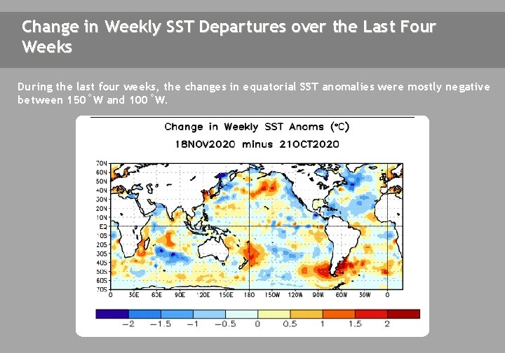 Change in Weekly SST Departures over the Last Four Weeks During the last four