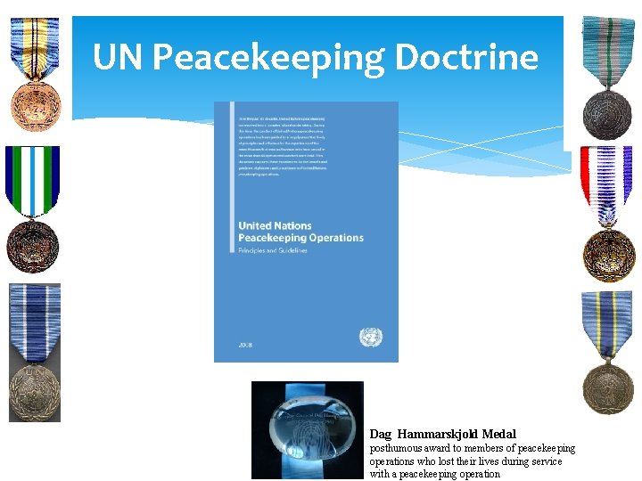 UN Peacekeeping Doctrine Dag Hammarskjold Medal 13 posthumous award to members of peacekeeping operations UN Peacekeeping Doctrine Dag Hammarskjold Medal 13 posthumous award to members of peacekeeping operations
