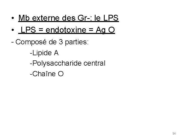  • Mb externe des Gr-: le LPS • LPS = endotoxine = Ag