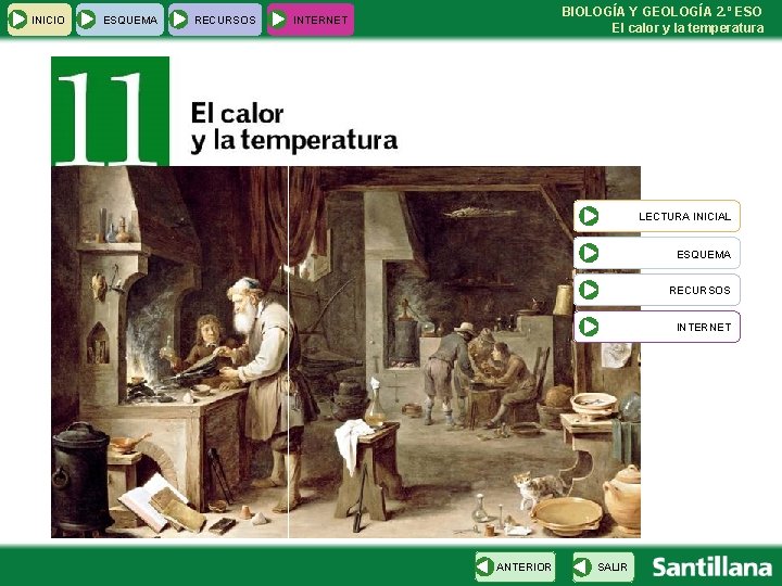 INICIO ESQUEMA RECURSOS BIOLOGÍA Y GEOLOGÍA 2. º ESO El calor y la temperatura