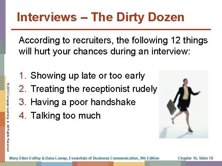 Interviews – The Dirty Dozen According to recruiters, the following 12 things will hurt