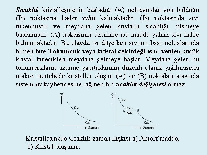 Sıcaklık kristalleşmenin başladığı (A) noktasından son bulduğu (B) noktasına kadar sabit kalmaktadır. (B) noktasında