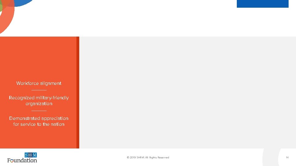 Workforce alignment Recognized military-friendly organization Demonstrated appreciation for service to the nation Footer ©
