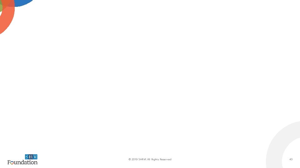 © 2019 SHRM. All Rights Reserved 40 40 