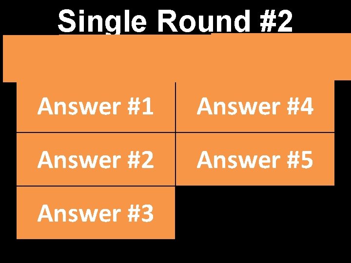 Single Round #2 Answer #1 Answer #4 Answer #2 Answer #5 Answer #3 XXX