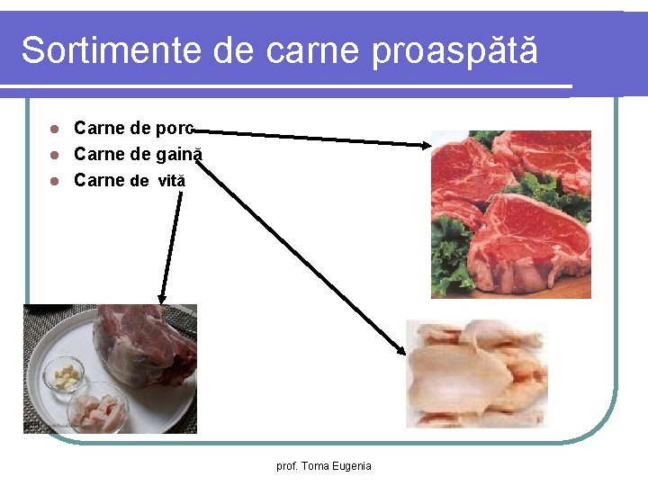 Sortimente de carne proaspătă Carne de porc l Carne de gaină l Carne de