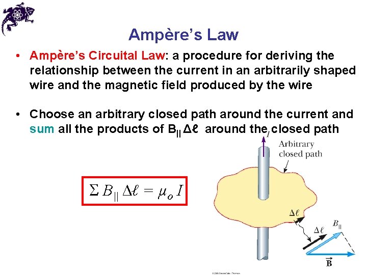 Ampère’s Law • Ampère’s Circuital Law: a procedure for deriving the relationship between the