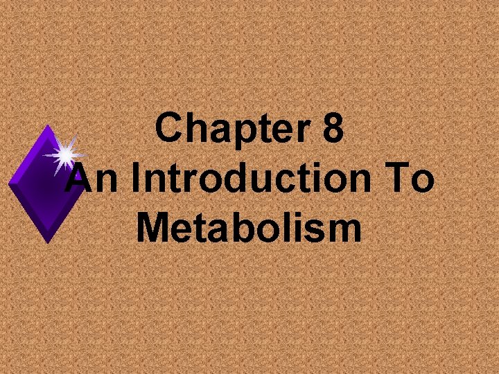 Chapter 8 An Introduction To Metabolism 