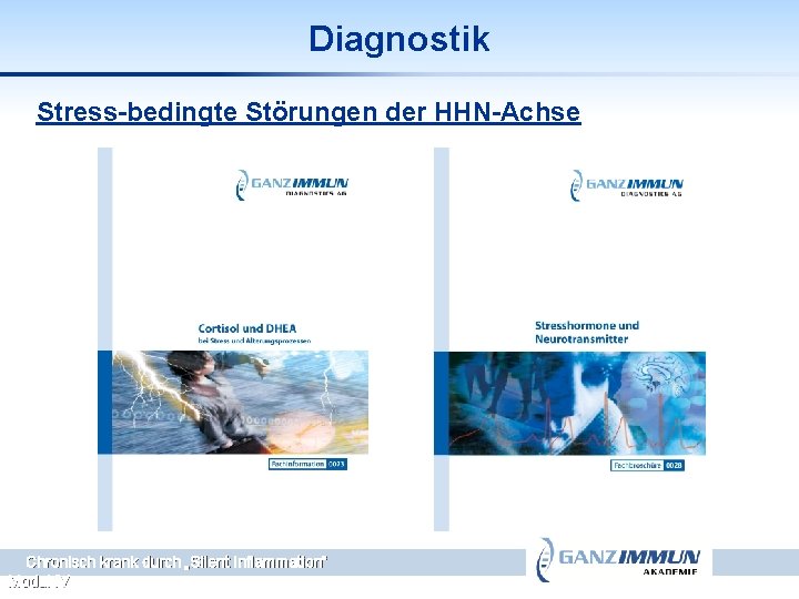 Diagnostik Stress-bedingte Störungen der HHN-Achse Chronisch krank durch „Silent Inflammation“ Modul IV 