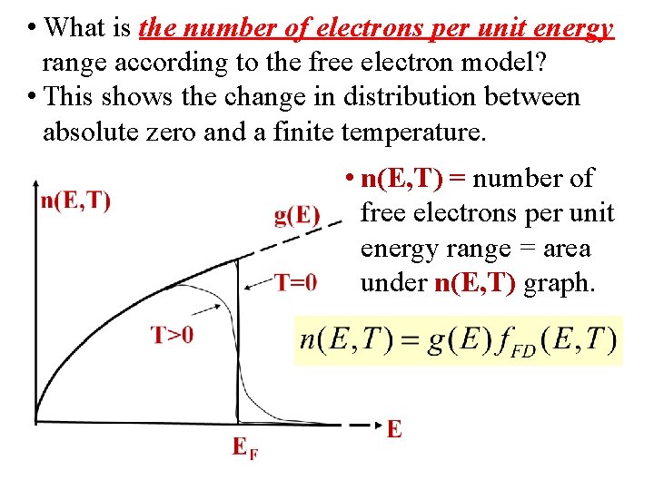  • What is the number of electrons per unit energy range according to
