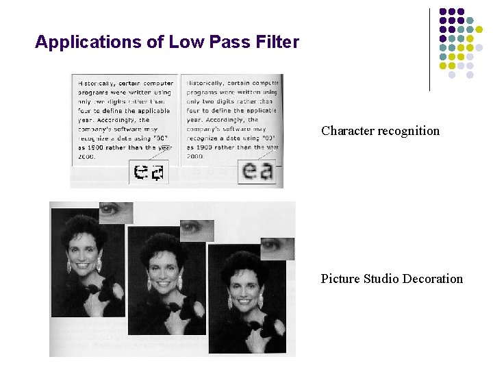 Applications of Low Pass Filter Character recognition Picture Studio Decoration 