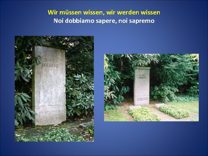 Wir müssen wissen, wir werden wissen Noi dobbiamo sapere, noi sapremo 