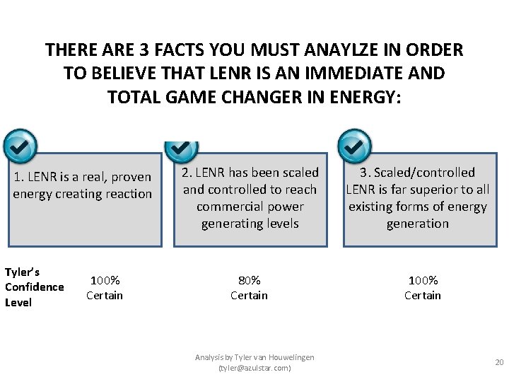 THERE ARE 3 FACTS YOU MUST ANAYLZE IN ORDER TO BELIEVE THAT LENR IS