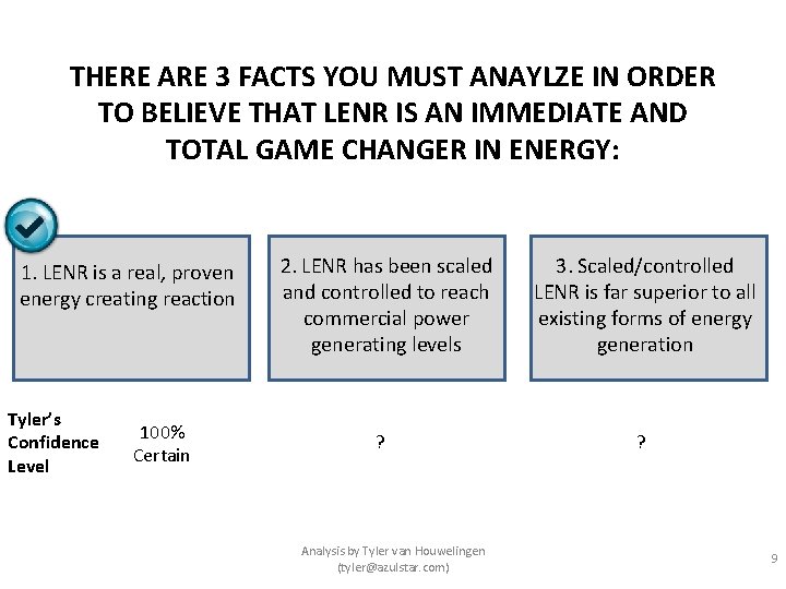 THERE ARE 3 FACTS YOU MUST ANAYLZE IN ORDER TO BELIEVE THAT LENR IS
