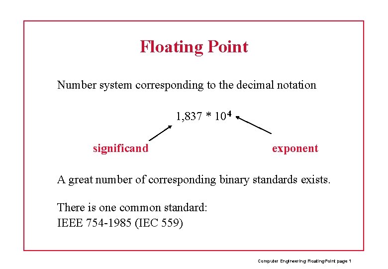 Floating Point Number system corresponding to the decimal notation 1, 837 * 10 4