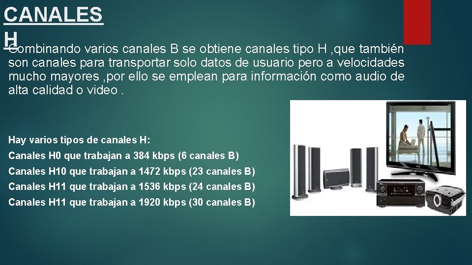 CANALES HCombinando varios canales B se obtiene canales tipo H , que también son