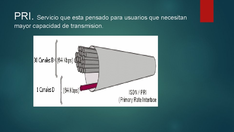 PRI. Servicio que esta pensado para usuarios que necesitan mayor capacidad de transmision. 