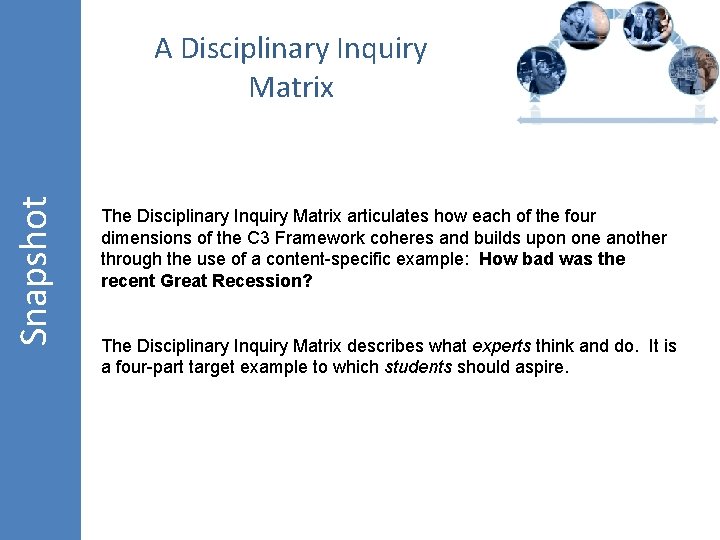 Snapshot A Disciplinary Inquiry Matrix The Disciplinary Inquiry Matrix articulates how each of the