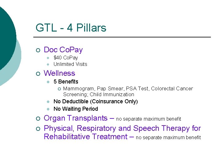 GTL - 4 Pillars ¡ Doc Co. Pay l l ¡ $40 Co. Pay