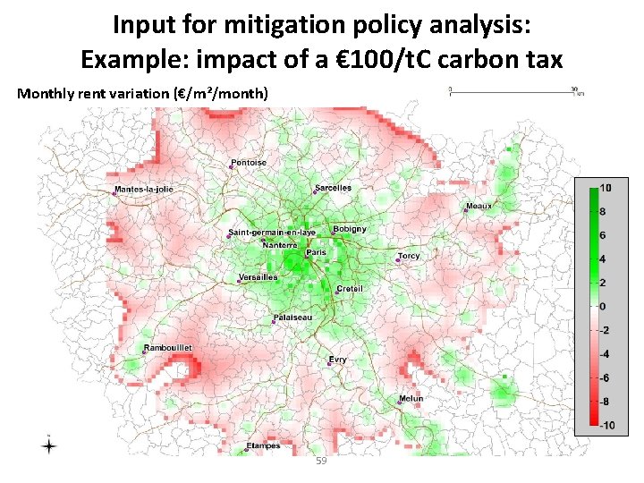 Input for mitigation policy analysis: Example: impact of a € 100/t. C carbon tax