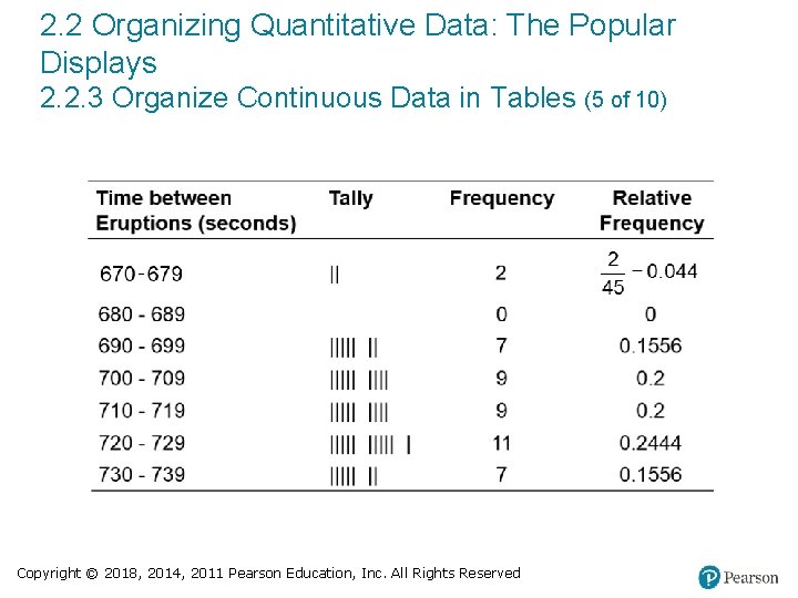 2. 2 Organizing Quantitative Data: The Popular Displays 2. 2. 3 Organize Continuous Data