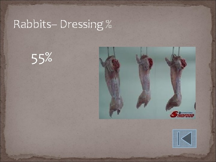 Rabbits– Dressing % 55% 